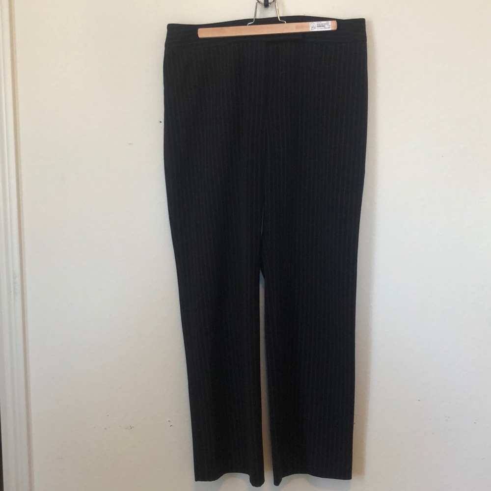 Slacks. Navy Pinstripe. Petite.